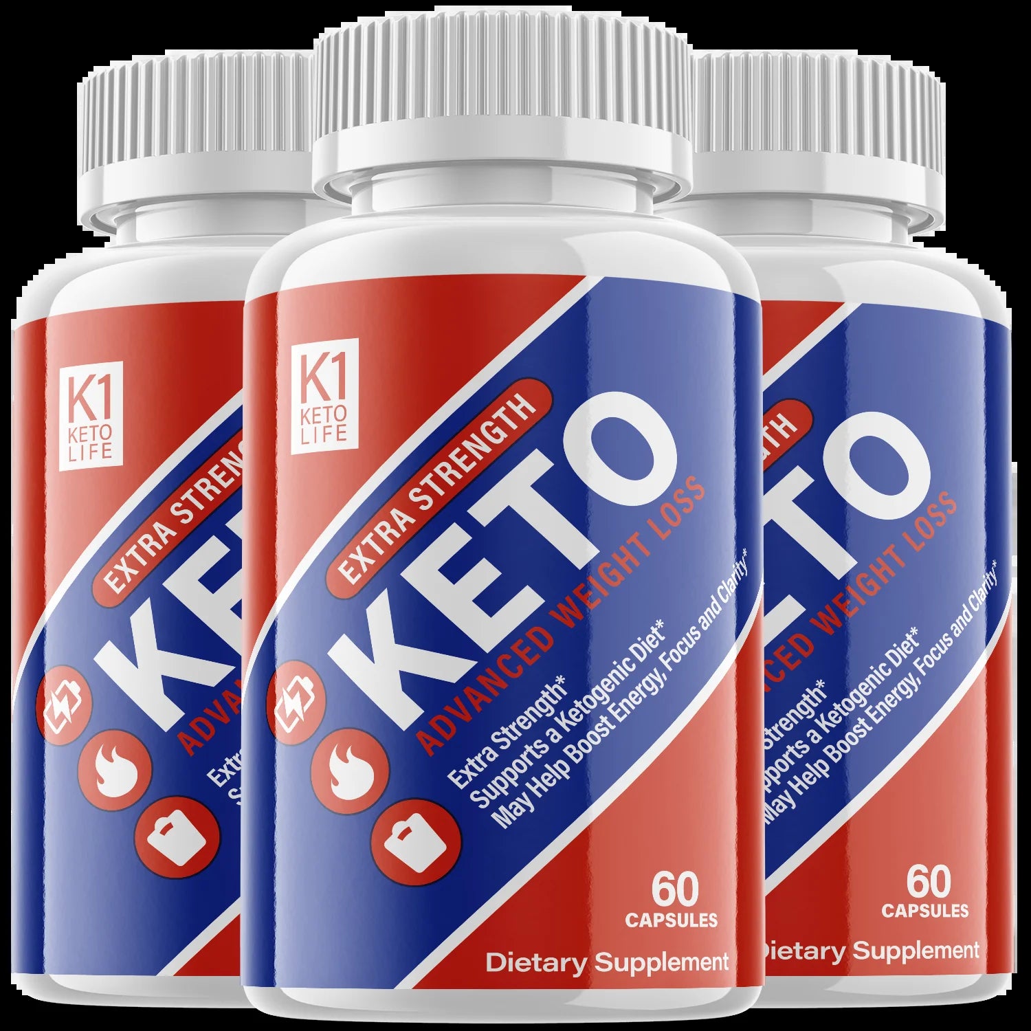 (3 Pack) K1 Keto Life - Supplement for Weight Loss - Energy & Focus Boosting Dietary Supplements for Weight Management & Metabolism - Advanced Fat Burn Raspberry Ketones Pills - 180 Capsules