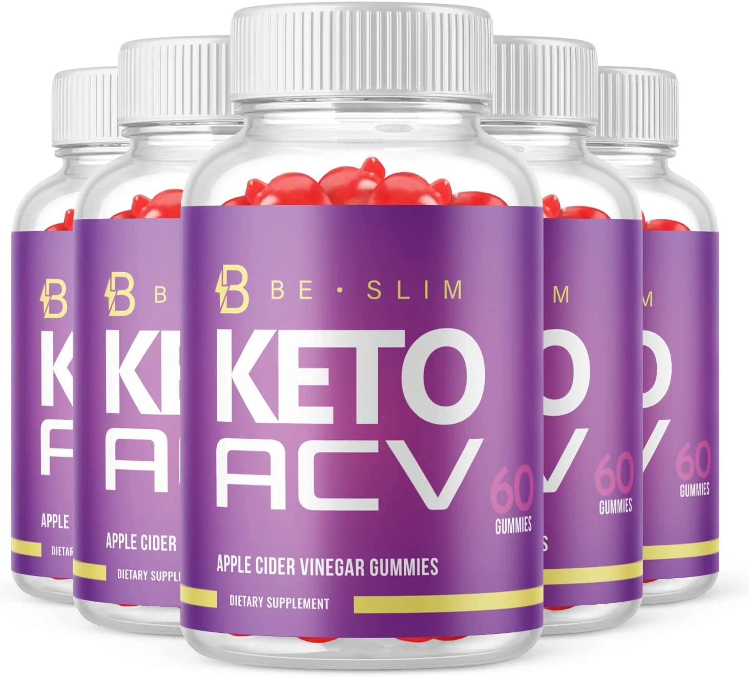 (5 Pack) Be Slim Keto ACV Gummies - Supplement for Weight Loss - Energy & Focus Boosting Dietary Supplements for Weight Management & Metabolism - Fat Burn - 300 Gummies