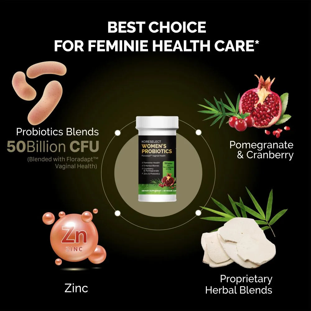 Probiotics for Women - Gut Health Supplements for Women, Vaginal Probiotics with Prebiotic Blend, Immune Support with Zinc - 60 Capsules