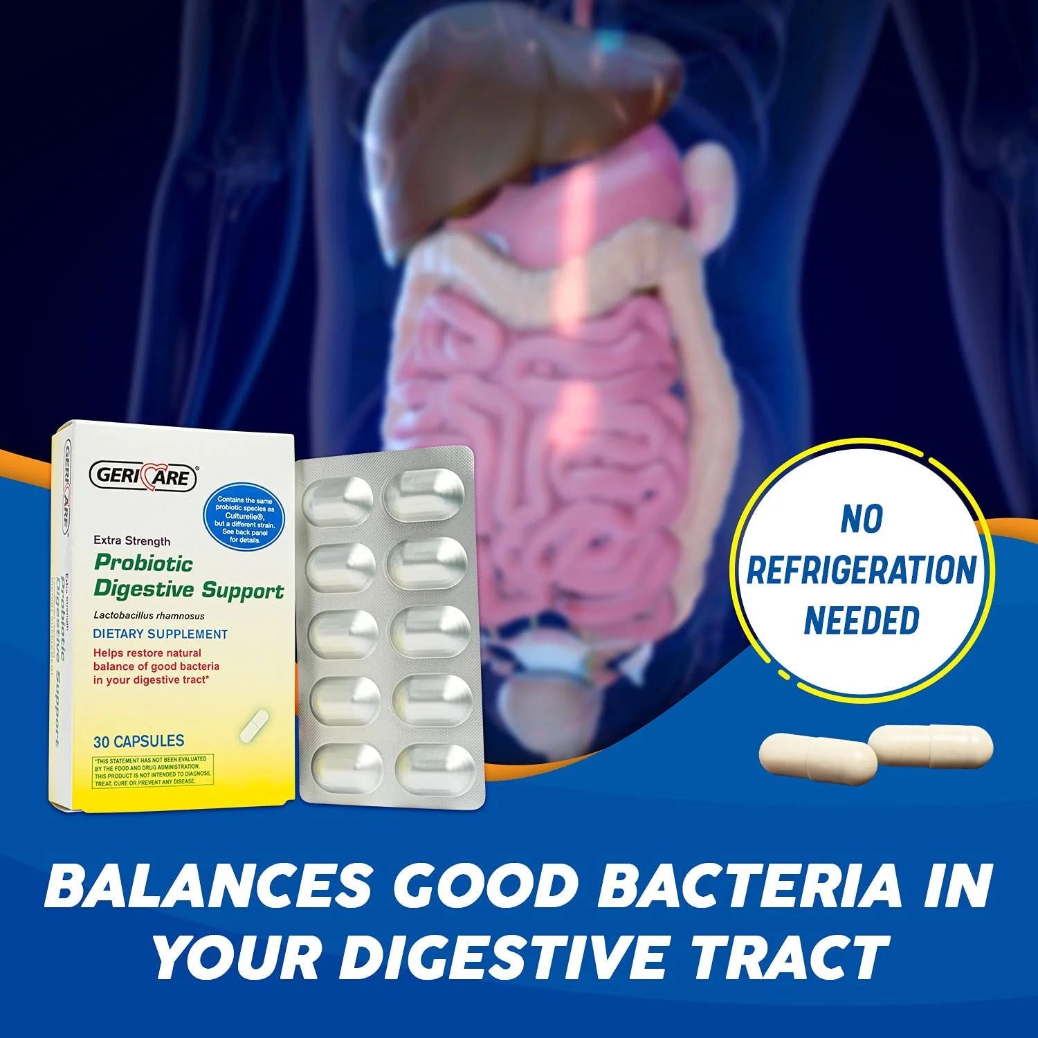 Probiotic Digestive Support | Extra Strength 20 Billion CFU Lactobacillus Rhamnoses R-11 30 Capsules