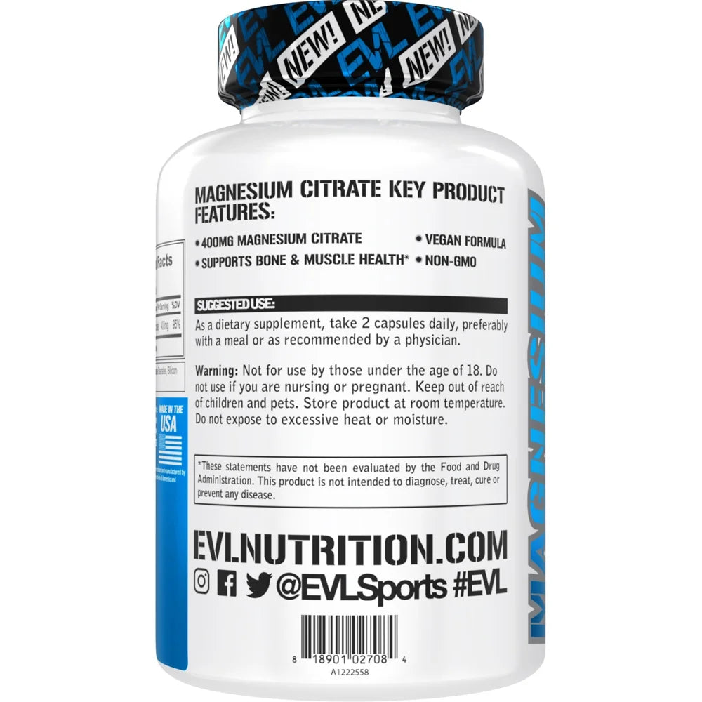 Magnesium Citrate 400Mg for Bone & Muscle Health and Natural Sleep Support, 60Ct Capsules