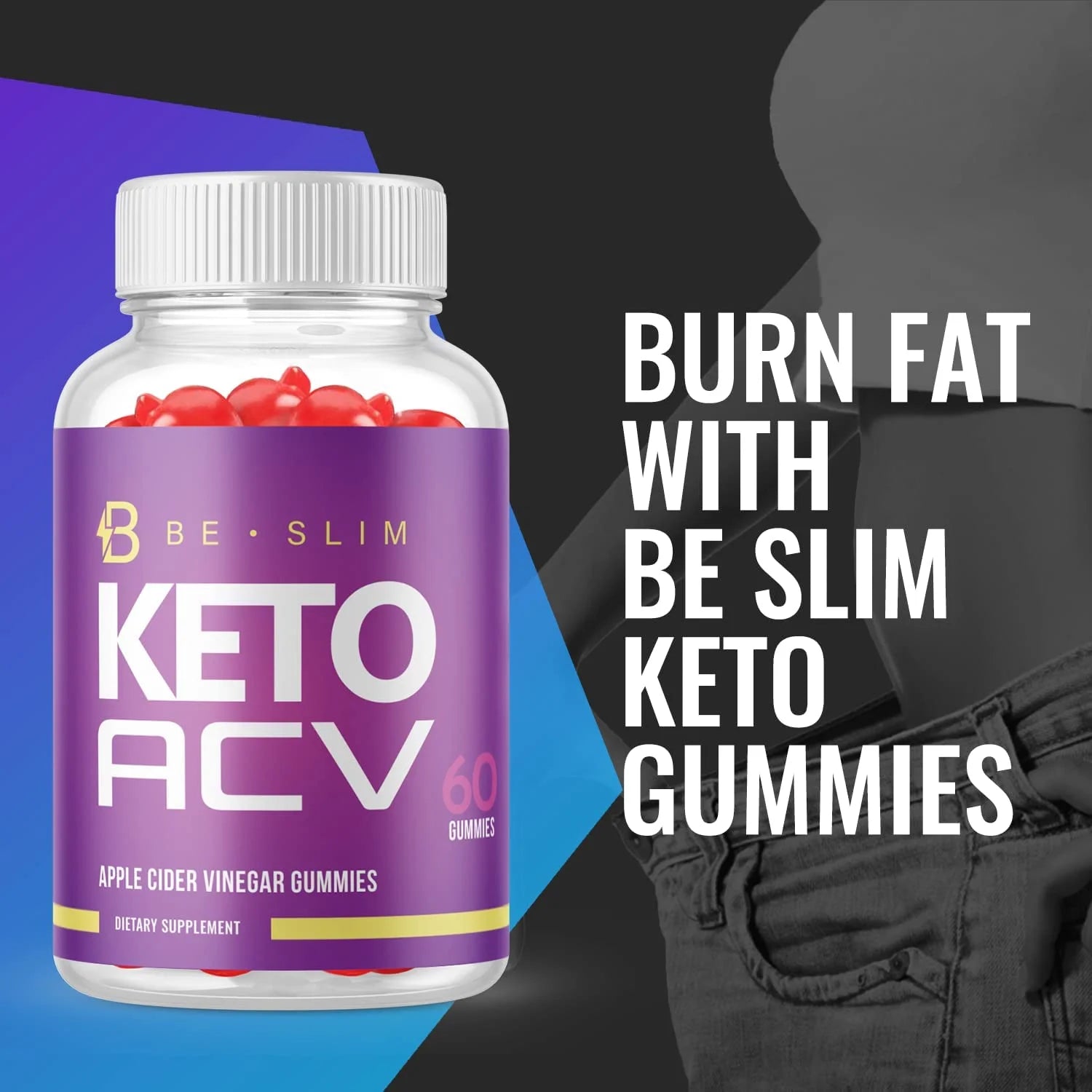 (5 Pack) Be Slim Keto ACV Gummies - Supplement for Weight Loss - Energy & Focus Boosting Dietary Supplements for Weight Management & Metabolism - Fat Burn - 300 Gummies