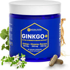 Ginkgo Biloba Supplements W/Panax Ginseng and Bacopa Monnieri - Focus Supplement for Mental Performance, Brain Health Supplements for Adults, 60 Ginkgo Biloba Capsules